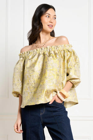 off shoulder top geel