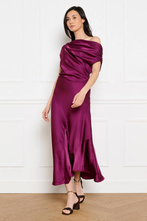 one shoulder jurk fuchsia