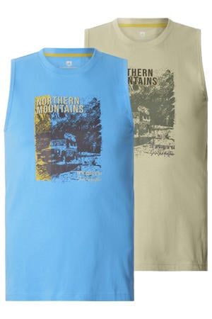 +FIT Collectie regular T-shirt KEROR olijfgroen - (set van 2)