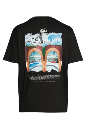 regular T-shirt met backprint zwart
