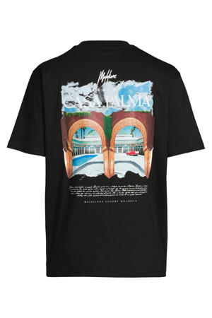 regular T-shirt met backprint zwart
