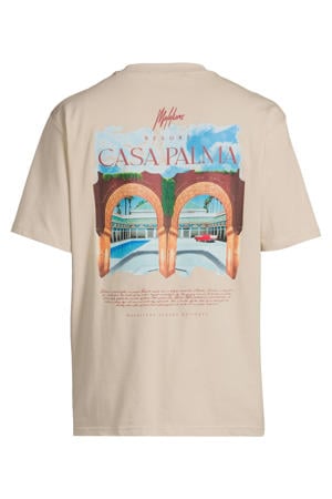 regular T-shirt met backprint beige
