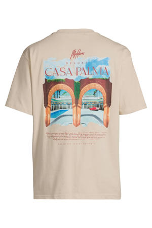 regular T-shirt met backprint beige