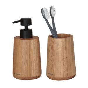 badkamerset - Zeepdispenser 150 ml - Tandenborstelbeker Earth (x cm)