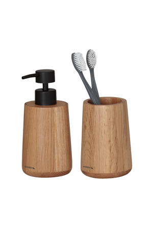 badkamerset - Zeepdispenser 150 ml - Tandenborstelbeker Earth (x cm)
