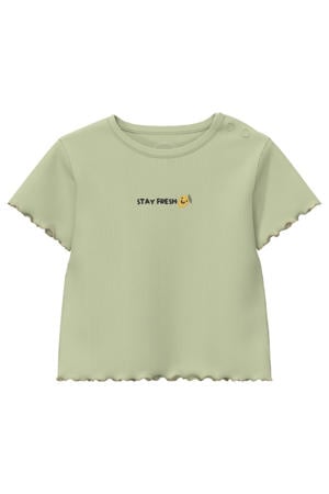 T-shirt rib gebreid lichtgroen