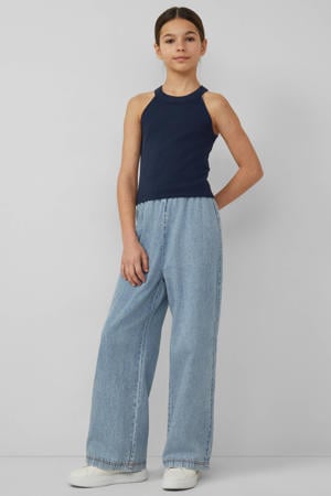 tanktop met textuur donkerblauw