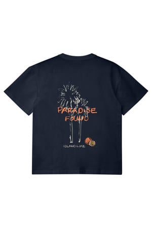 T-shirt met backprint donkerblauw
