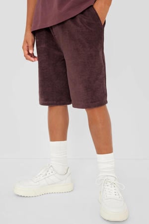 badstof casual short donkerpaars