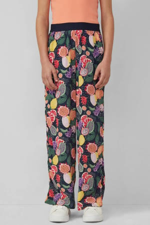 high waist casual broek donkerblauw