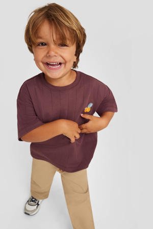 T-shirt fijn gebreid donkerrood