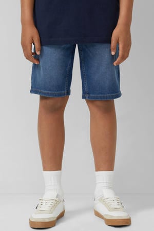 regular waist short dark blue denim