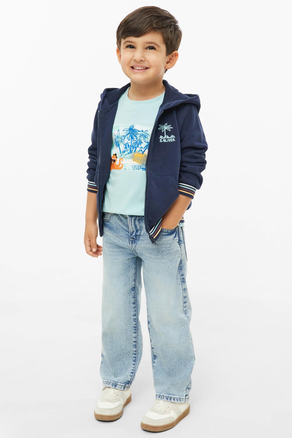 s.Oliver gestreept sweatvest donkerblauw