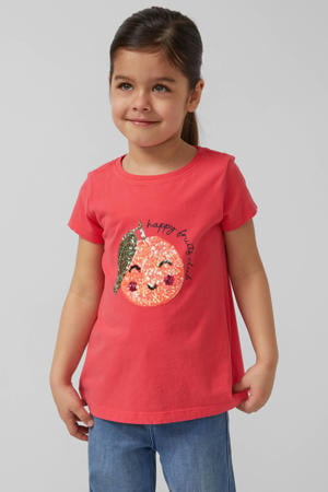 T-shirt met pailletten rood