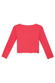 thumbnail: Roze meisjes s.Oliver T-shirt rib gebreid van stretchkatoen met effen, lange mouwen, V-hals en contrast bies