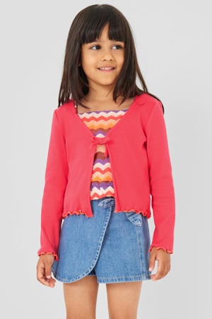 T-shirt rib gebreid roze