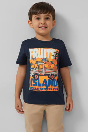 T-shirt met print - donkerblauw