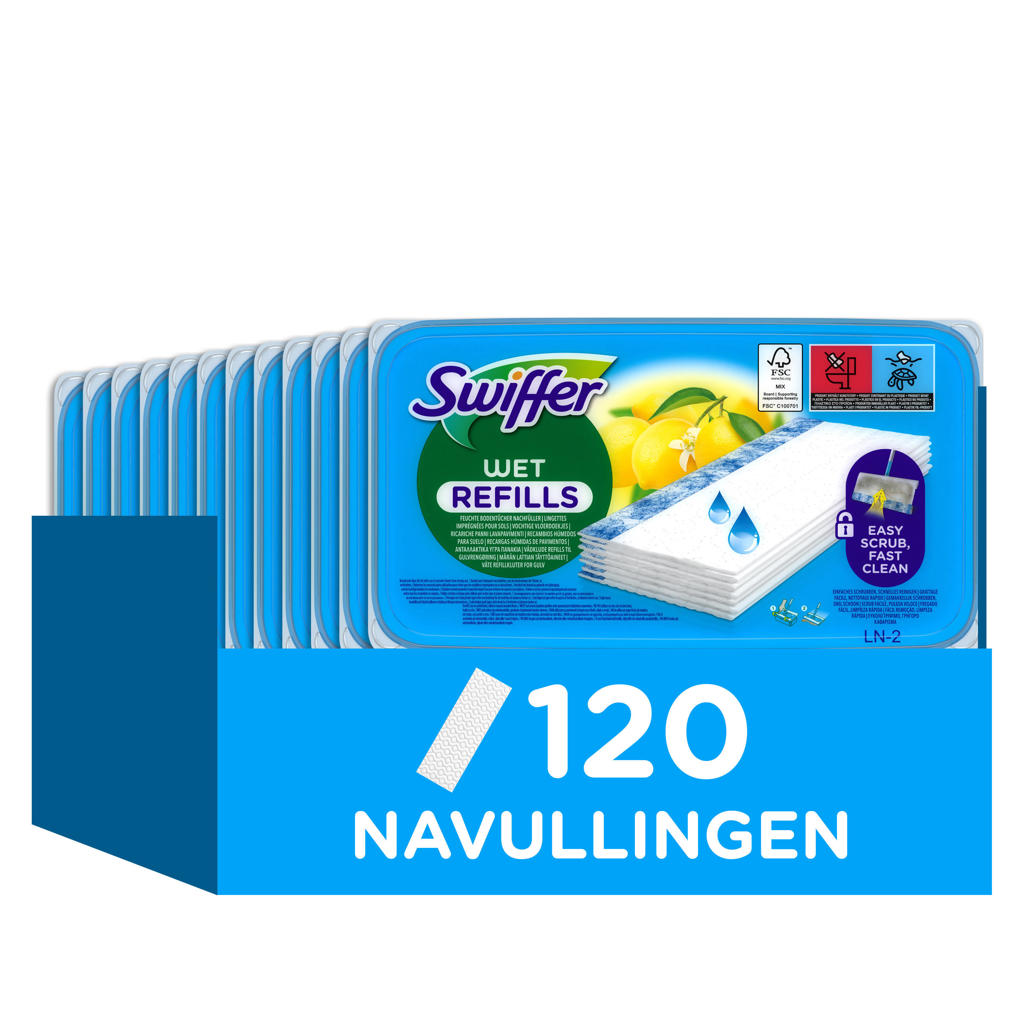 Swiffer Sweeper Wet Vochtige Vloerdoekjes met Citroengeur - 120 stuks