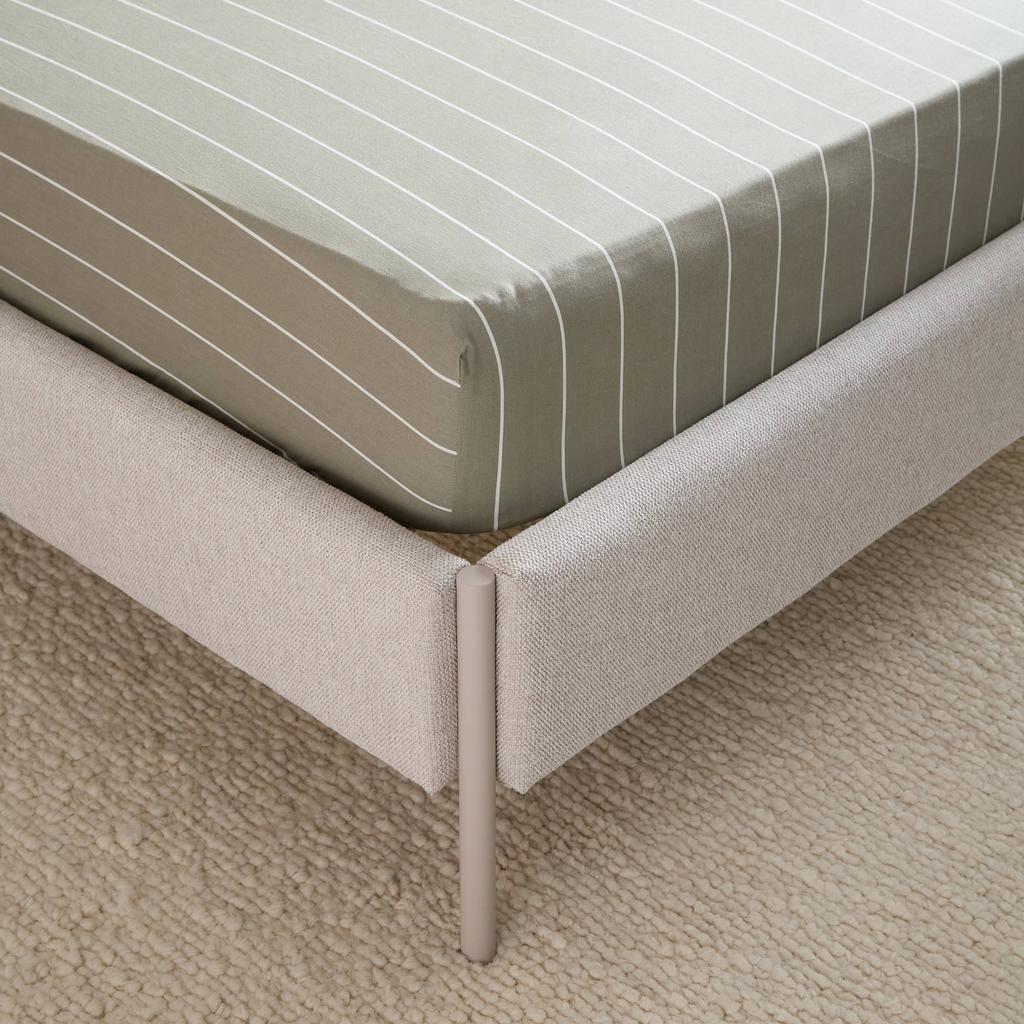 NOUS Living katoenen gestreepte hoeslaken (tot 25 cm) - groen/offwhite