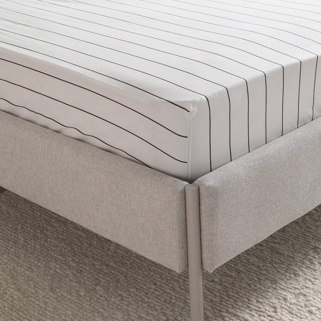 NOUS Living katoenen gestreepte hoeslaken (tot 25 cm) - donkerbruin/offwhite