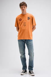 thumbnail: Oranje heren Butcher of Blue oversized T-shirt van katoen met backprint, korte mouwen en ronde hals
