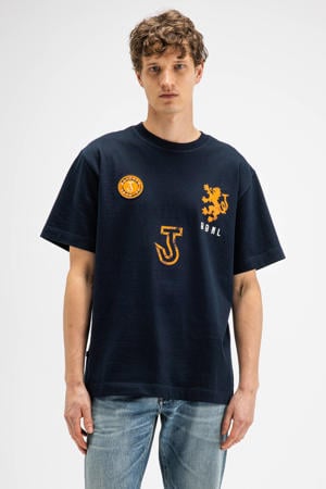 oversized T-shirt met backprint donkerblauw