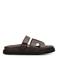 POSH by Poelman Scottie leren slippers donkerbruin