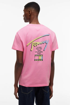 regular T-shirt met backprint roze