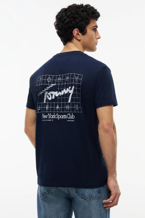 regular fit T-shirt met backprint - donkerblauw