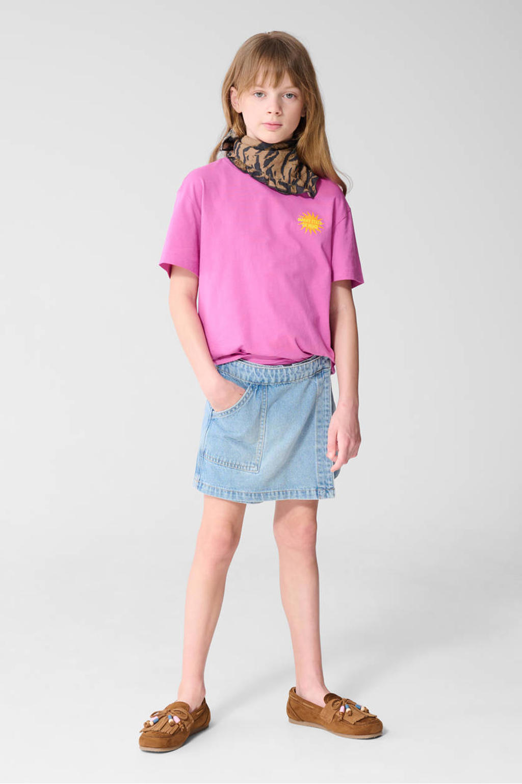 Blauwe meisjes Shoeby skort gemaakt van katoen en met knoopsluiting