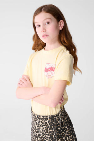 T-shirt lichtgeel met glitter
