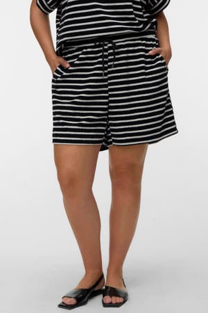 regular high waist gestreepte casual short zwart