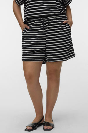 regular high waist gestreepte casual short zwart