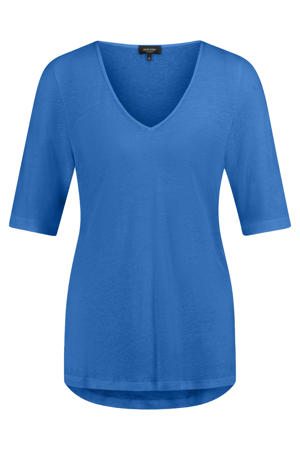 top met linnen blauw