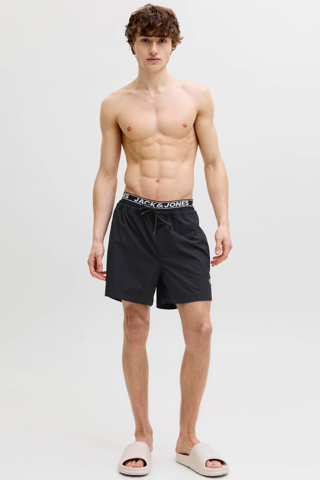 JACK & JONES PANTS STUDIO zwemshort met logo zwart