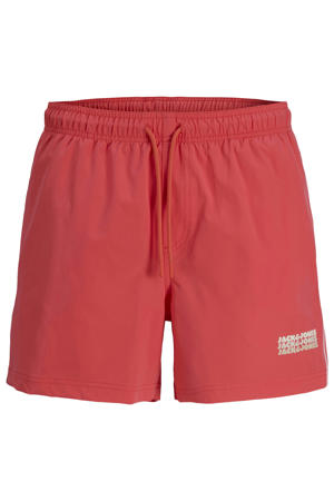 zwemshort met logo koraalrood