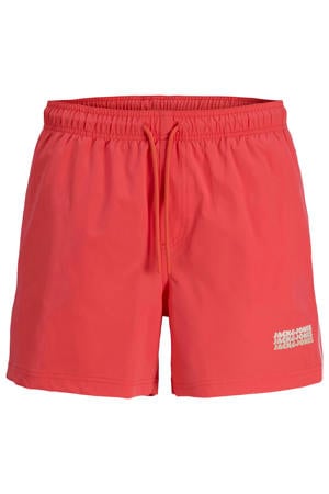 zwemshort met logo koraalrood