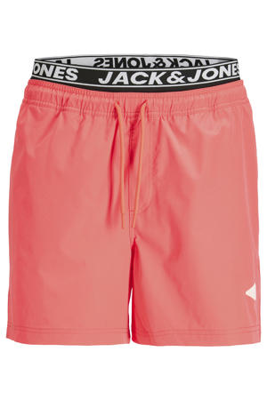 zwemshort met logo koraalrood