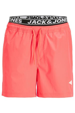 zwemshort met logo koraalrood