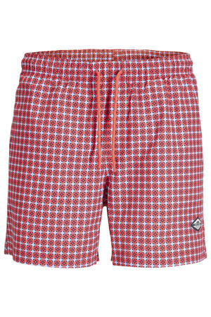 zwemshort met print koraalrood