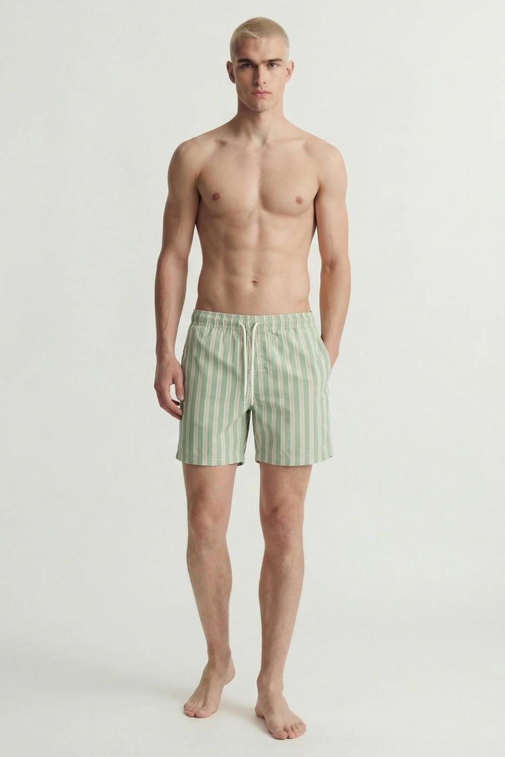 JACK & JONES PANTS STUDIO gestreepte zwemshort lichtgroen