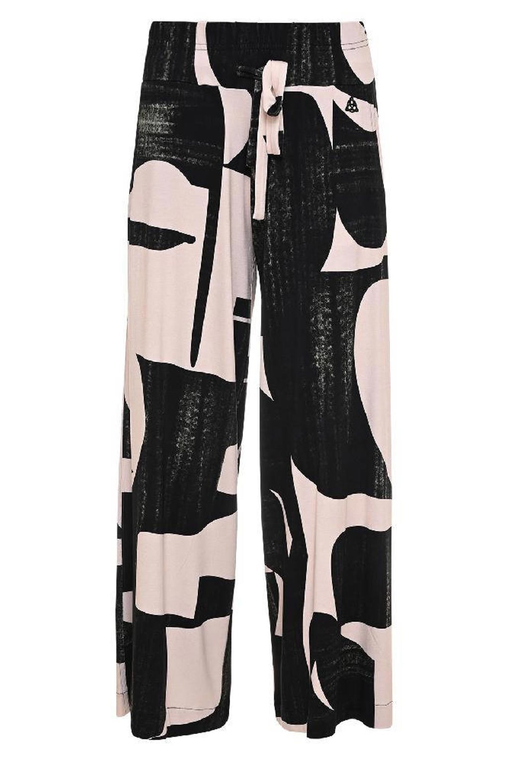 Maicazz & Zizo viscose high waist loose fit broek met grafisch - zwart