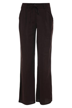 straight broek met ceintuur - donkerbruin