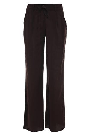 straight broek met ceintuur - donkerbruin