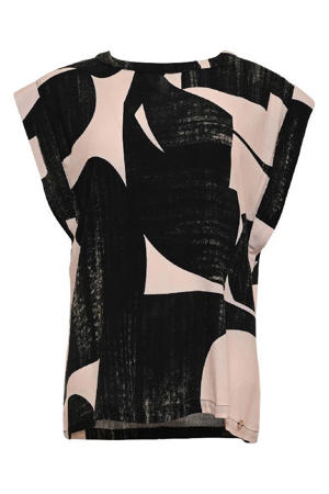 blousetop met grafisch - zwart