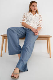 thumbnail: Maicazz & Zizo katoenen high wide leg broek - blauw