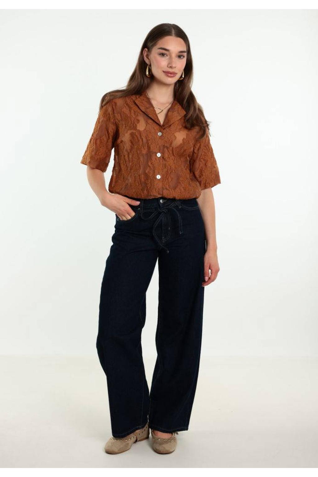Tramontana gebloemde blouse donker oranje