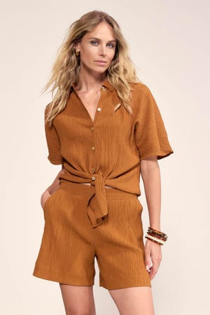high waist casual short donker oranje