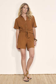 thumbnail: Donker oranje dames Tramontana high waist casual short van viscose met loose fit, regular waist en effen