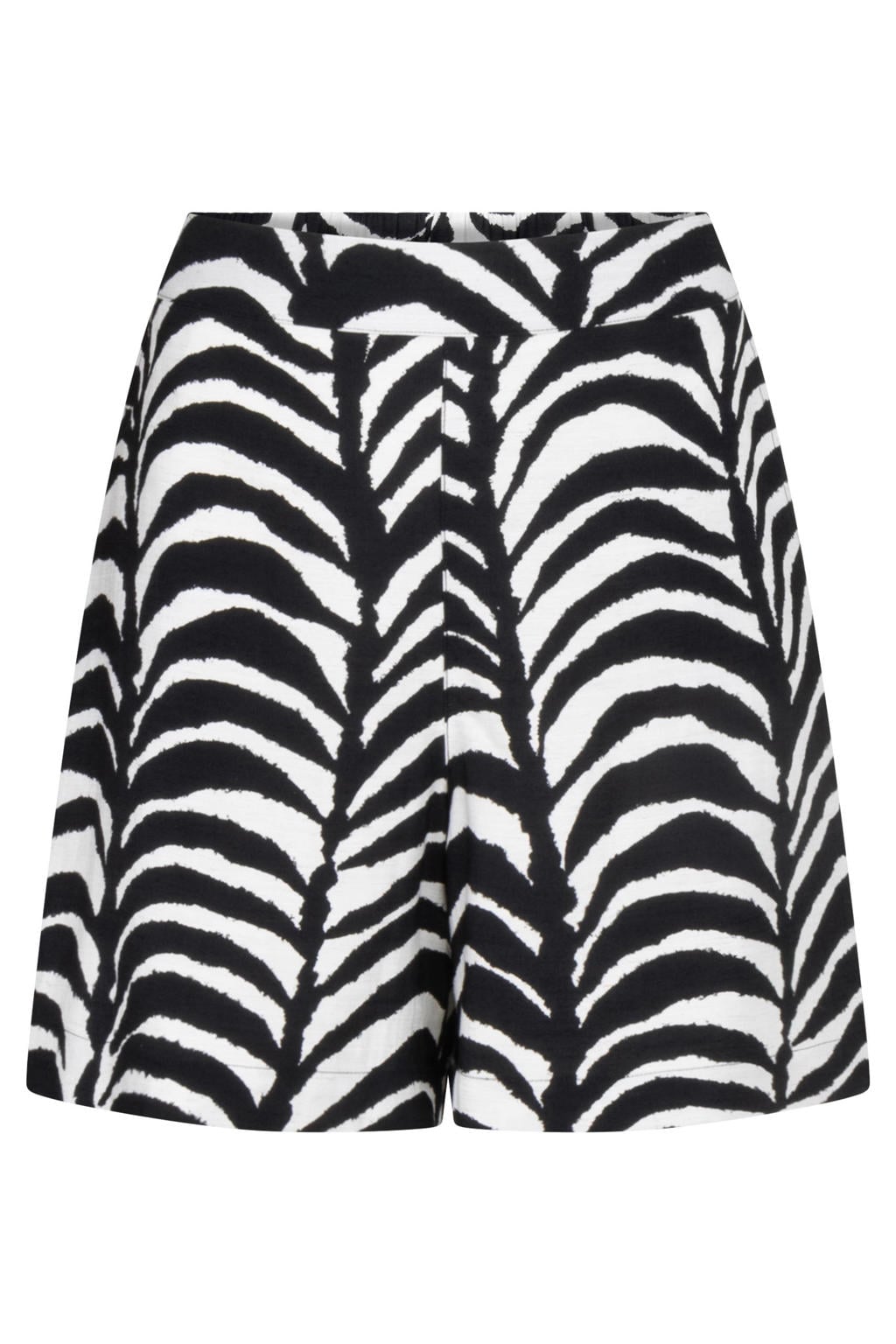 Zwart en witte dames Tramontana high waist casual short van viscose met loose fit, regular waist en elastische tailleband